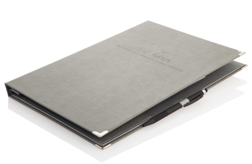 Zimmermappen-Modell Luxury in grau mit Druckknopfleiste