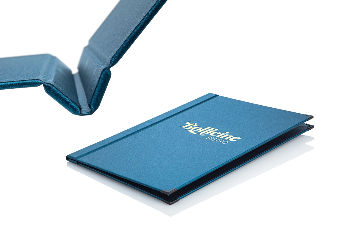 Menu en linge de bookbinding, avec un gaufrage en or