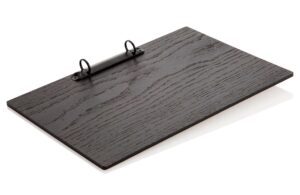 Modèle de menuboard en bois avec mécanique de bague en noir