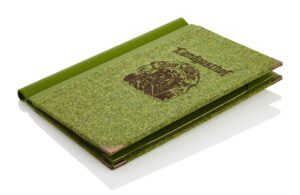green loden menu with embroidery