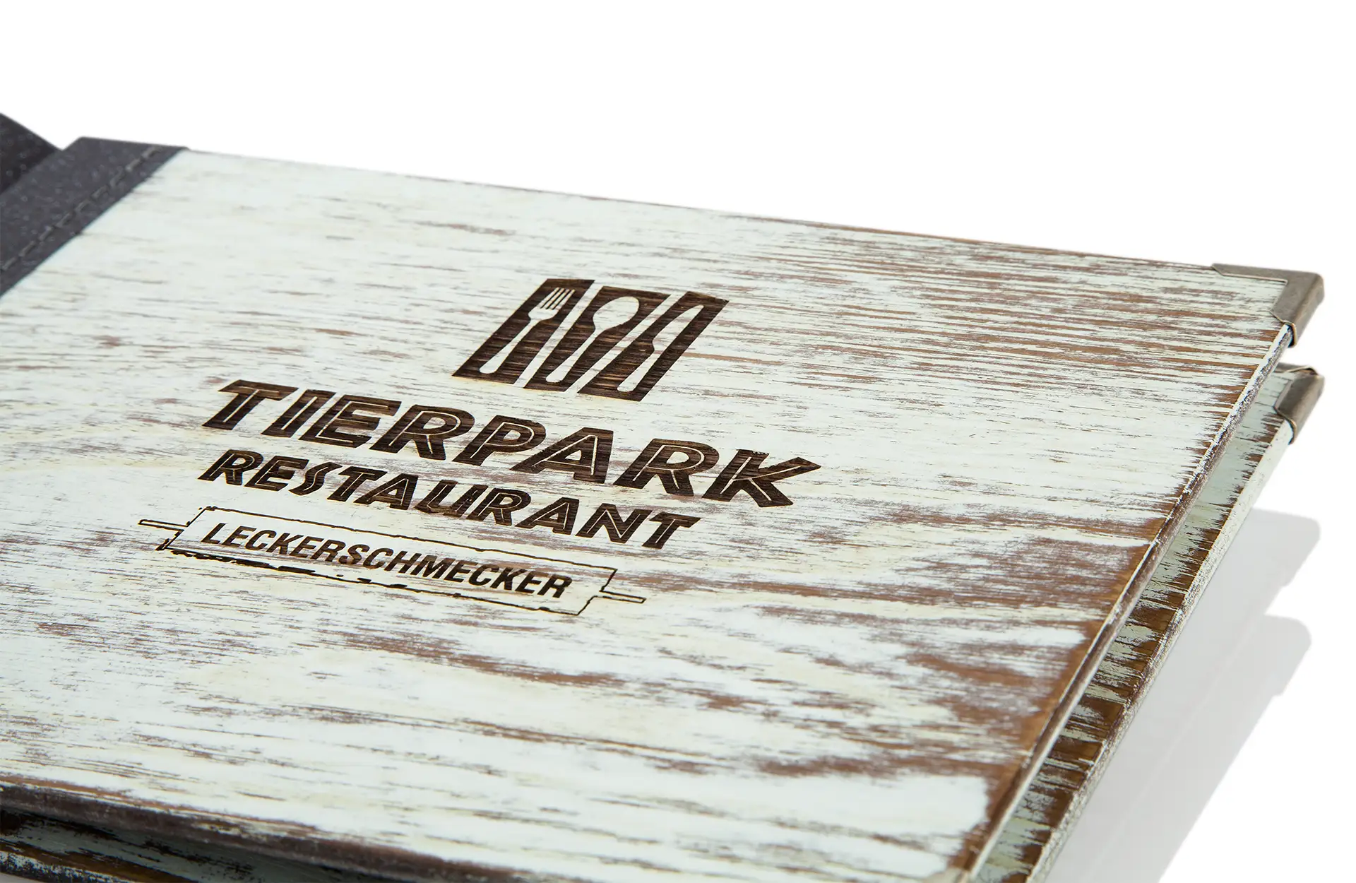 Holzspeisekarte im Vintage-Stil