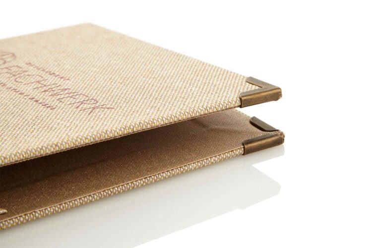 Rechnungsmappe in beige mit Altgold-Ecken