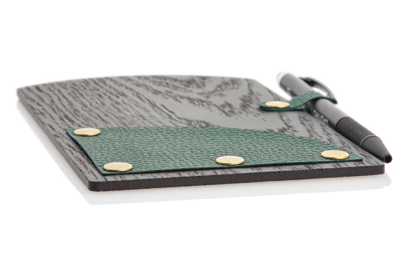 Rechnungsmappen-Modell Billboard aus schwarzem Holz mit Kugelschreiberhalterung