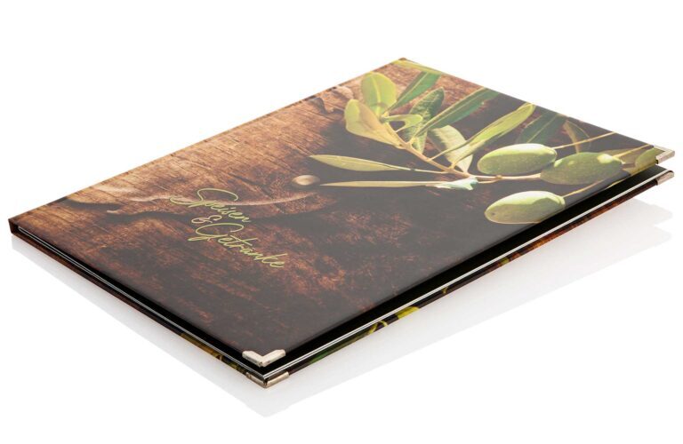 Speisekarte aus Karton mit Motivdruck