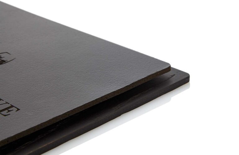 Menuboard with real leather cover in black