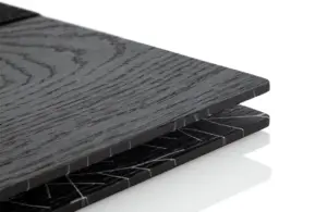 Black menu made of wood with clamping back