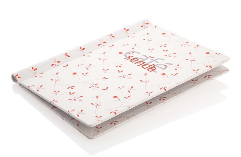 Fully printed bookcloth menu
