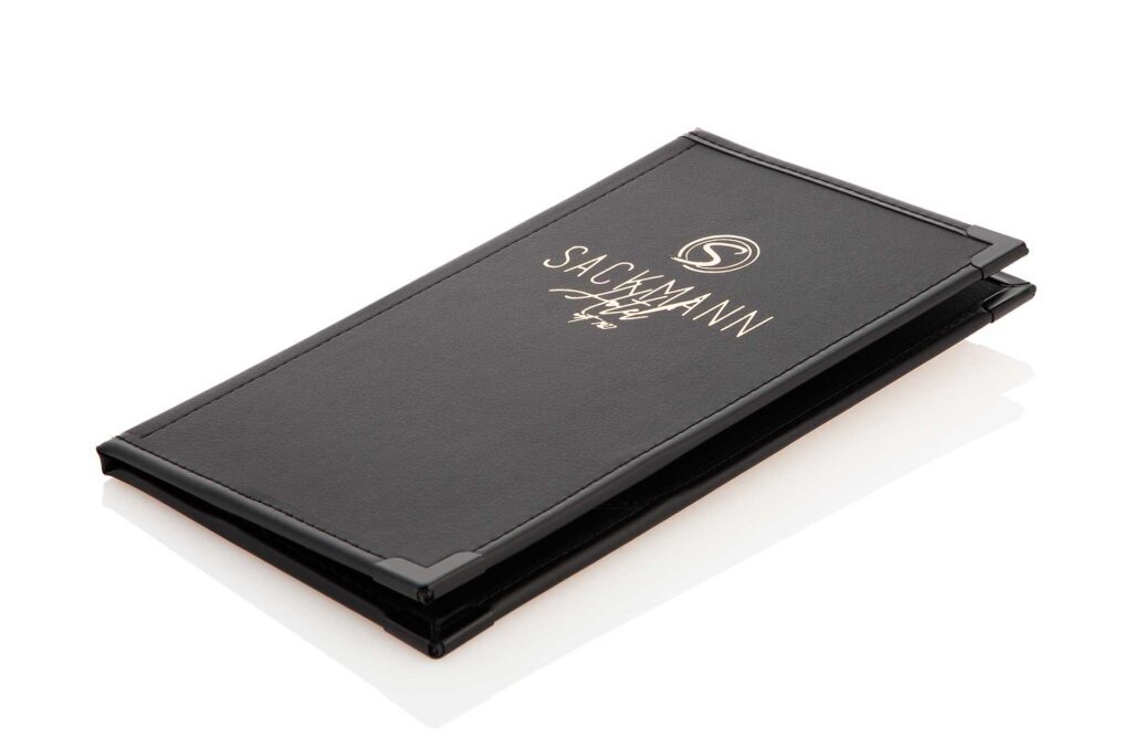 Invoice folder model cash in black with logo stamping