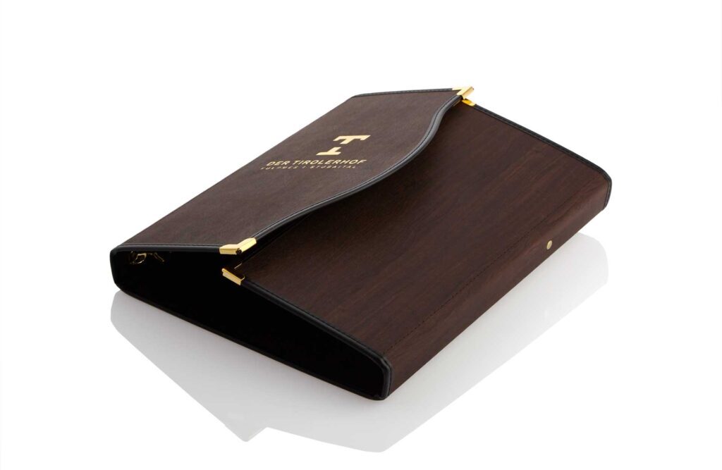 Soft leather room folder in brown