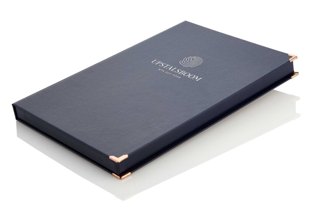 Zimmermappen-Modell Roombox aus blauem Leinen