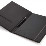 InfoCard covered with black soft leather inside