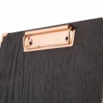 Black menuboard with copper -colored clamp