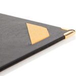 Black Menuboard model made of linen with loops in yellow