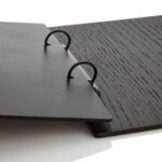 Menuboard noir avec mécanique anneau et couverture en cuir réel