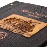 Wooden menu in black with old wood stripes