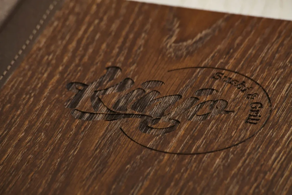 Speisekarte mit Laser branding