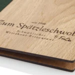 Wooden card with laser engraving