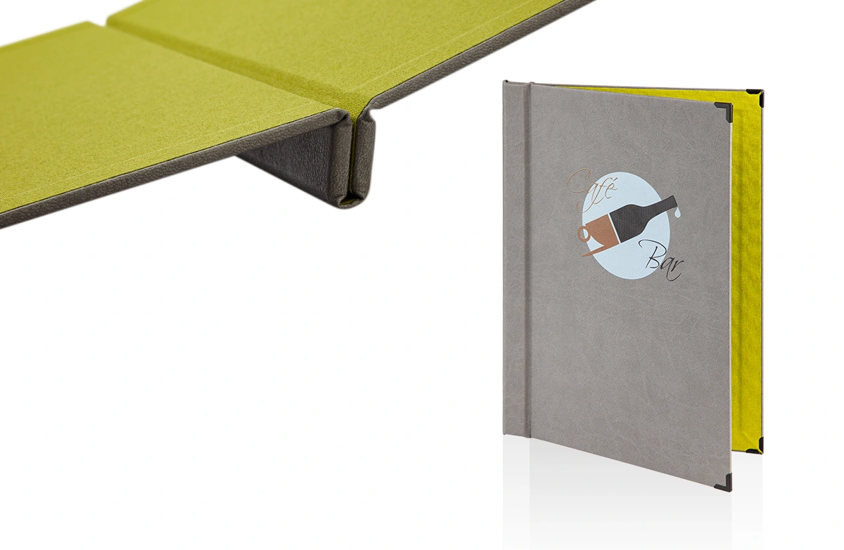 Speisekarte aus Leder, mit Permadruck