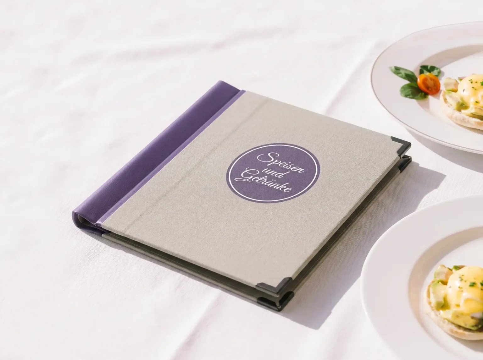 Speisekarte Quickfix in grau mit Aufdruck quadratisch bei Gastrotopcard kaufen