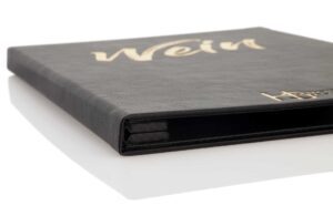 Speisekarte aus Leder in schwarz