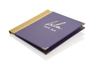 quadratische Leinen-Speisekarte in lila