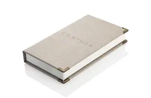 Rechnungsmappe aus Leder in beige