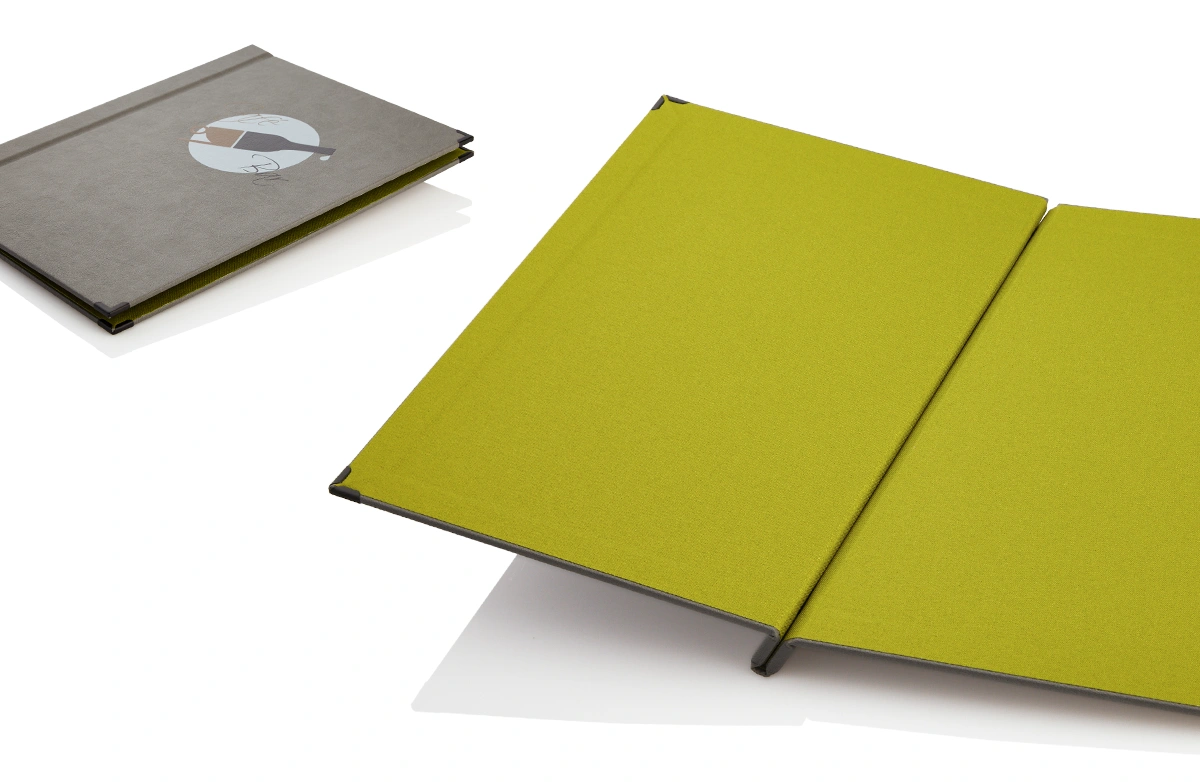 Speisekarte aus Leder, mit Permadruck