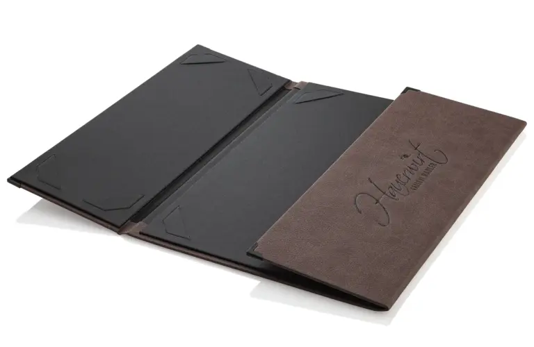 Leather menu in brown