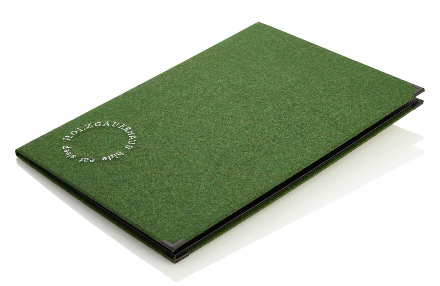 Menu made of green loden