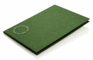 Menu made of green loden
