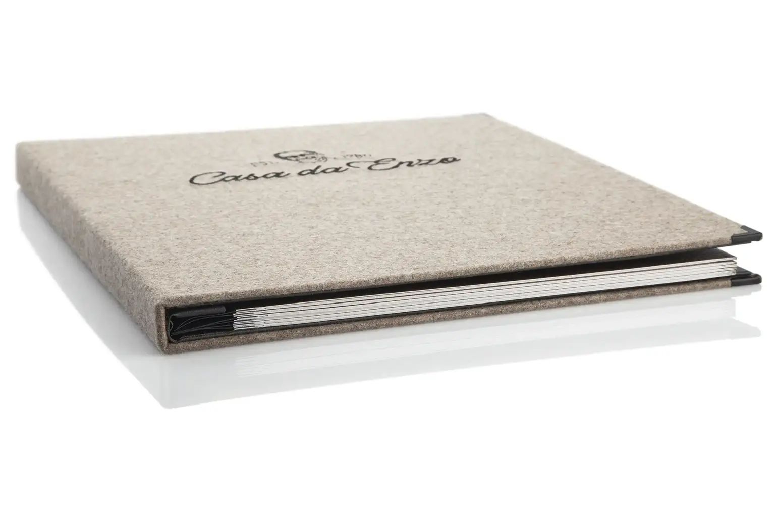 Menu made of beige loden