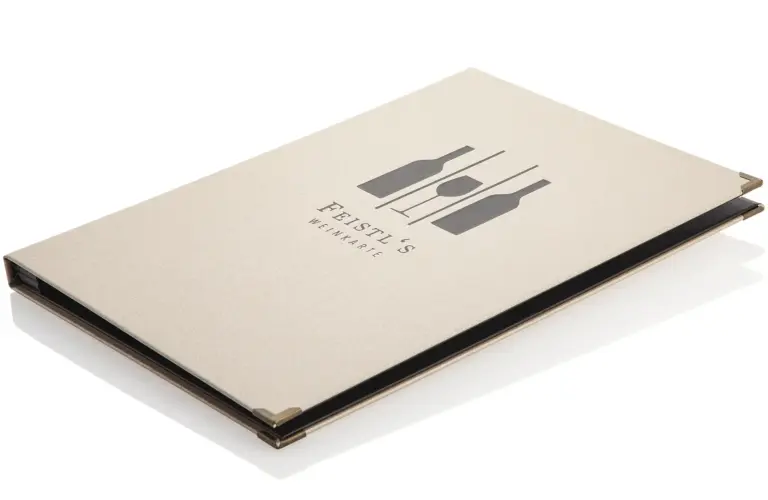 Menu made of bookcloth in beige
