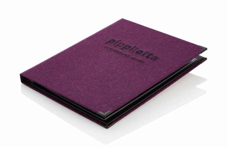 Menu made of loden in purple
