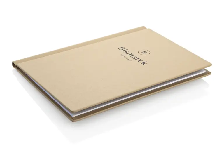 Linen menu with clamp spine