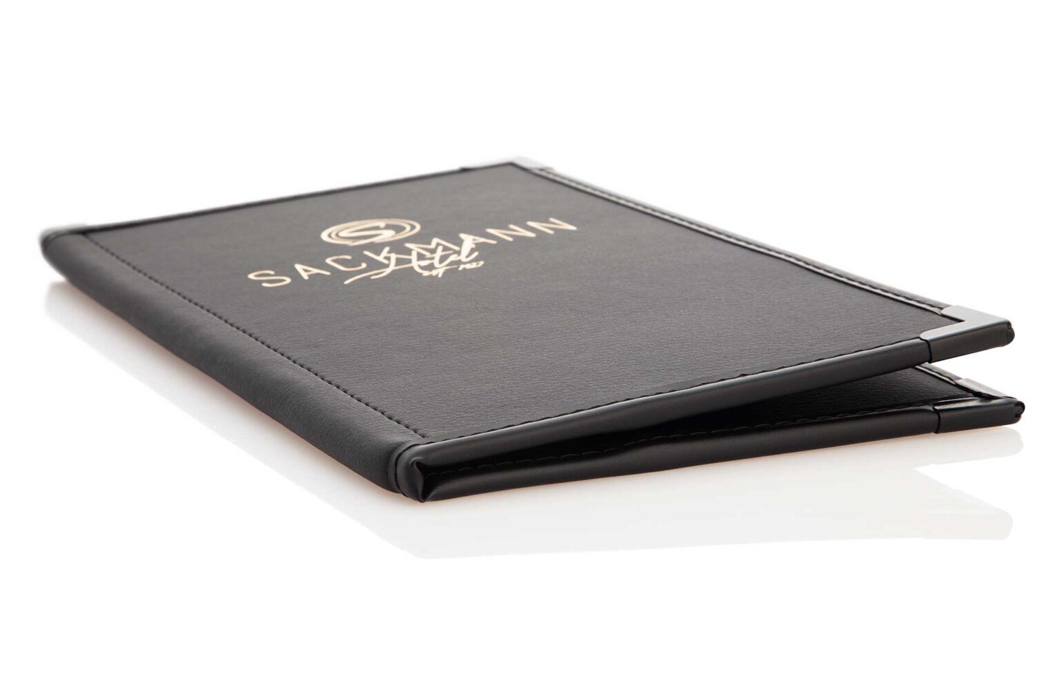 Facture pliing-tash en cuir de design en noir avec un ruban de Beaking