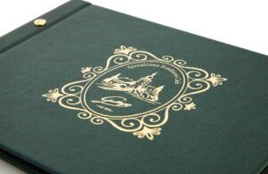 Gold metallic embossing on soft leather