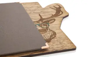 Selectboard aus Holz mit Leinen-Cover und Schrauben