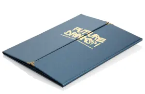 Menu en lin bleu avec pli fenêtre