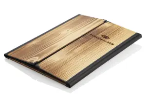 Menu en bois avec fenêtre rabattable