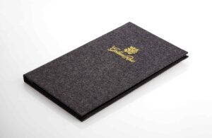 menu étroit en loden gris avec broderie