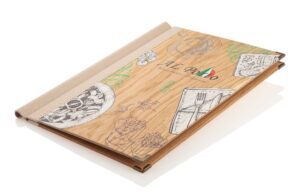 Speisekarte aus Holz mit UV-Druck