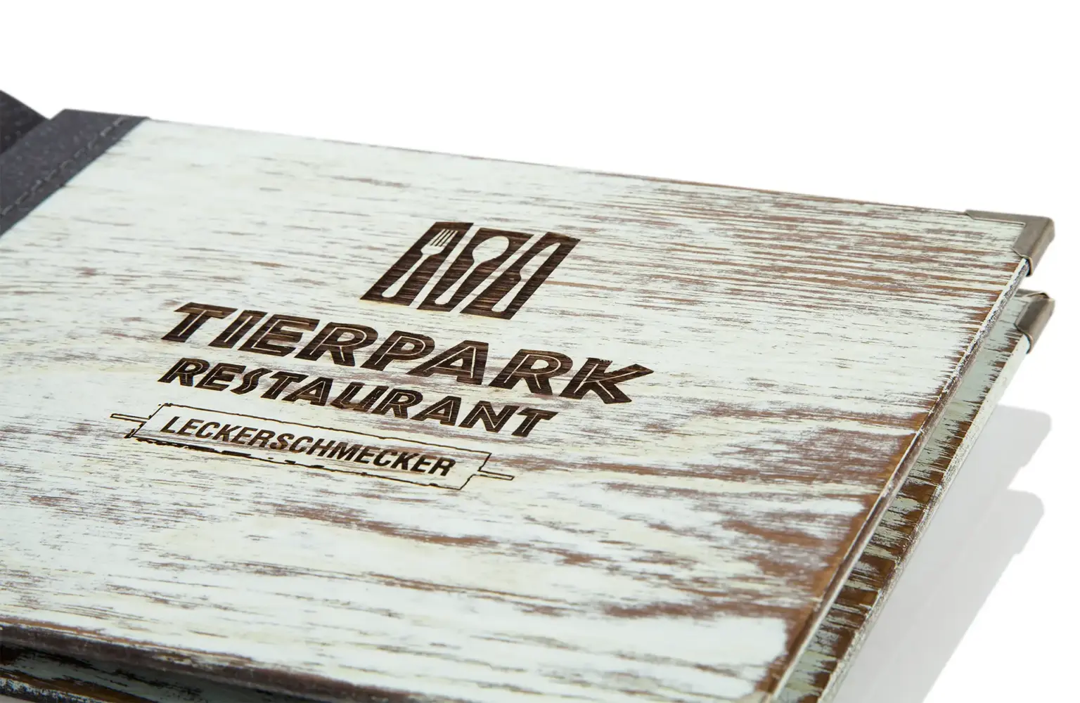 Holzspeisekarte im Vintage-Stil