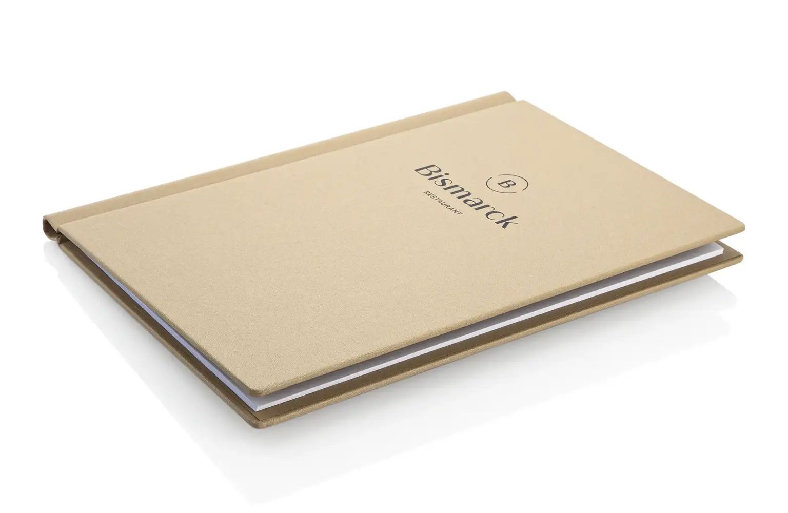 Speisekarte aus Leinen mit Klemmrücken