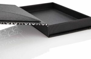 Rechnungsmappen-Modell Billbox aus Leinen in schwarz