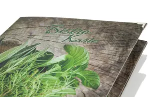 Speisekarte aus Karton mit Motivdruck