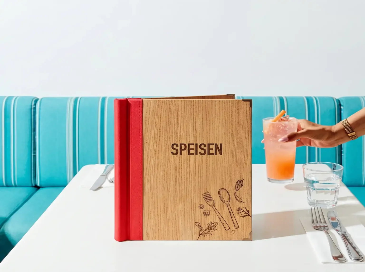 Speisekarte Quickfix aus Holz in quadratischem Format bei Gastrotopcard kaufen