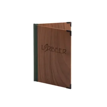 Rechnungsmappe aus Holz mit individueller Logoveredelung bei Gastrotopcard kaufen